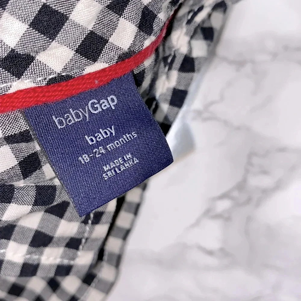 Baby Gap black & white gingham preppy button down shirt size 18-24 months